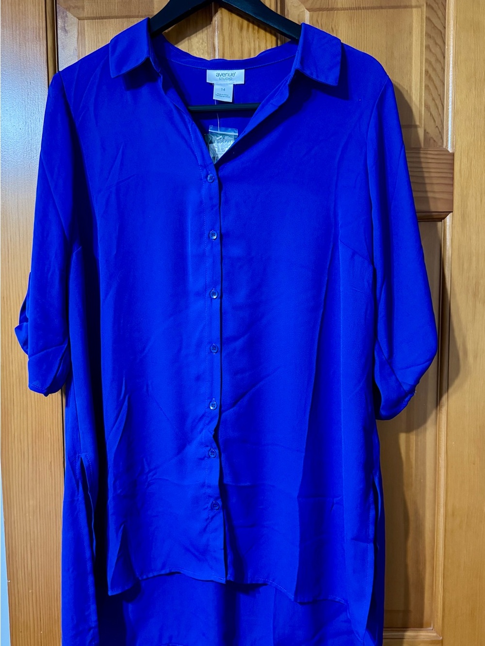 Avenue Cobalt Blue Button-Front Tunic Top